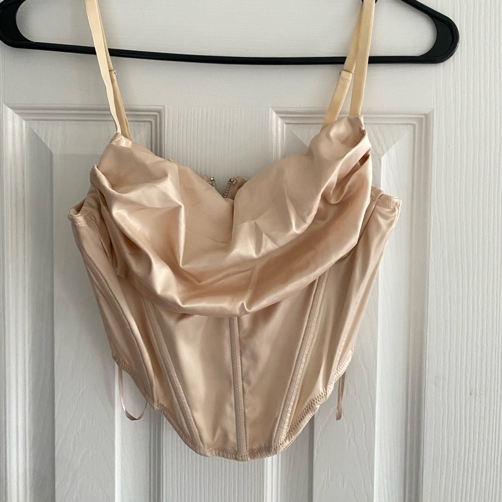 Champagne silk crop top XS